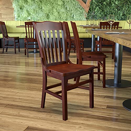 Flash Furniture 4 Pack HERCULES Series School House Back Mahogany Wood Restaurant Chair