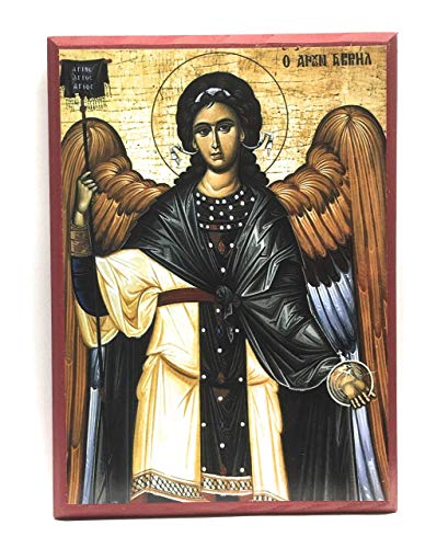 Wooden Greek Orthodox Christian Icon Saint Archangel Gabriel (5.5" x 7.5")