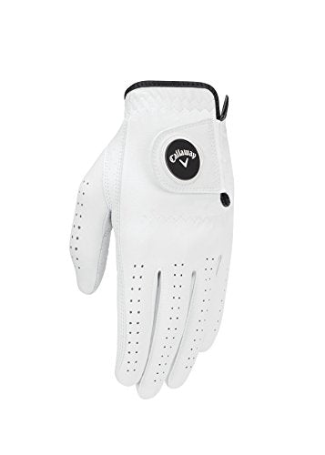 Callaway Men's Opti Flex Golf Glove, White, Large, Worn on Left Hand