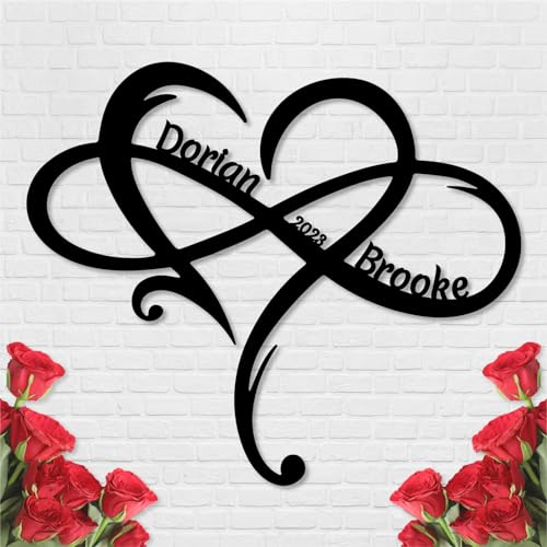 Custom Infinity Metal Sign, Personalized Metal Name Sign Engagement Wedding Gifts, Custom Name Signs, Romantic Home Decor For Anniversary Or As Valentines Day Decoration