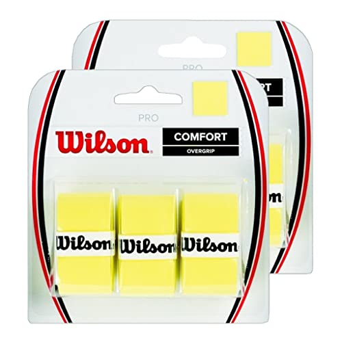 2 of Wilson Pro Overgrip Comfort 3 Packs (Total 6 Strips of overgrip) - Yellow
