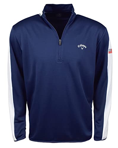 Callaway Golf Waffle Fleece 1/4 Zip Pullover USA Navy XXXL