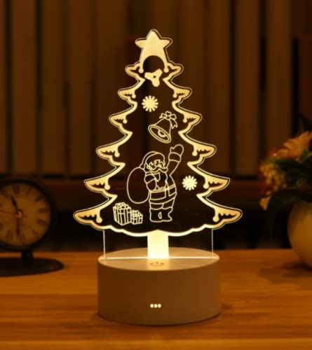 LED 3D Nightlight Children's Day Christmas Gift Gift Bedroom Bedside Table lamp, Birthday Christmas Wave Night Light Gift (Christmas Tree)