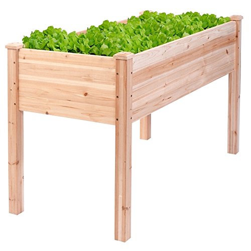 Costway Wooden Raised Vegetable Garden Bed Elevated Planter Kit Grow Gardening Vegetable