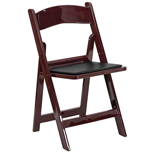 Flash Furniture Hercules™ Series Folding Chair - Red Mahogany Resin – 1000LB Weight Capacity Comfortable Event Chair - Light Weight Folding Chair