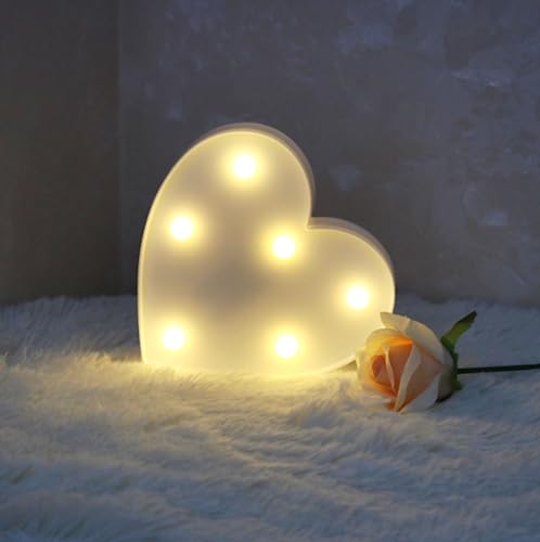 Star Marquee Sign Lights, LED Marquee Letter Lights Sign Marquee Night Light for Kids Room Lamp Battery Operated (White Heart)