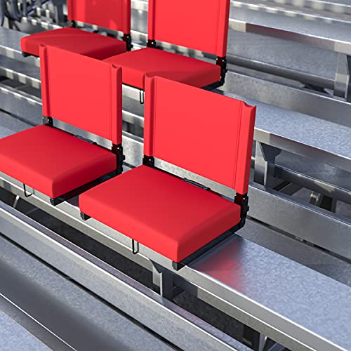 Flash Furniture Grandstand Comfort Seats by Flash - Red Stadium Chair - 2 Pack 500 lb. Rated Folding Chair - Carry Handle - Ultra-Padded Seat