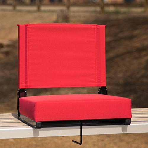 Flash Furniture Grandstand Comfort Seats by Flash - Red Stadium Chair - 500 lb. Rated Folding Chair - Carry Handle - Ultra-Padded Seat