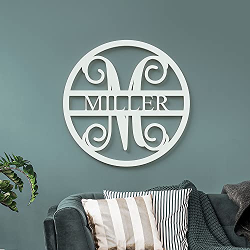 Personalized Wooden Last Name Sign - Wood Circle With Custom Family Name and Letter Signs For Any Room - Housewarming or Wedding Gift - Wall Decor With Letters For Your Home by 48 Hour Monogram