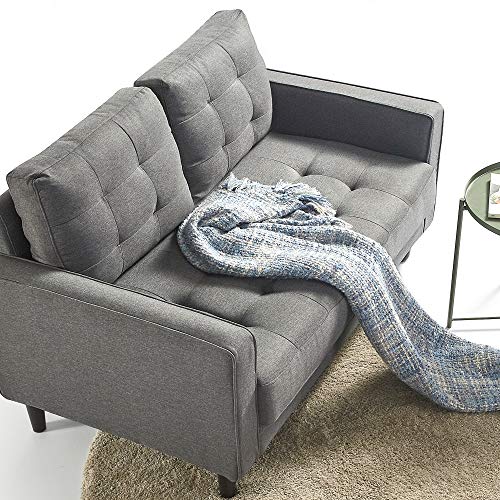 ZINUS Benton Loveseat Sofa / Grid Tufted Cushions / Easy, Tool-Free Assembly, Dark Grey