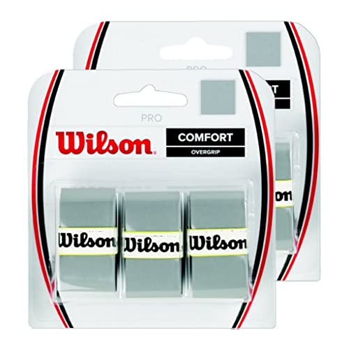 2 of Wilson Pro Overgrip Comfort 3 Packs (Total 6 Strips of overgrip) - Silver