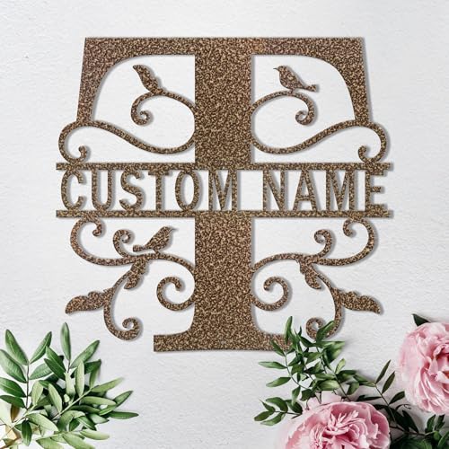 Custom Metal Signs Metal Name Sign Metal Wall Art Split Letter Monogram Wall Decor Metal Wall Art Last Name Sign Family Name Sign Personalized Wedding Gift Fire Pit Sign Outdoor Decor Cabin Sign - T