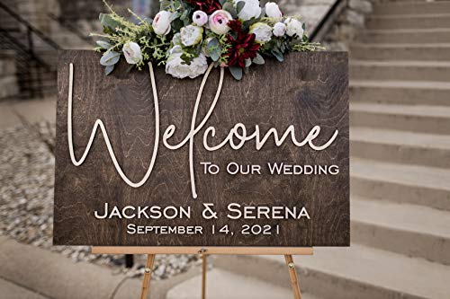 3D First Names Welcome Sign for Weddings. Personalized Wooden Wedding Welcome Sign. Custom Wedding Decor. Customized with Your Names and Dates. Wedding Ceremony Decorations. Laser Welcome Rosefield