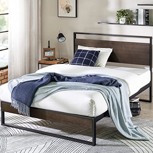 ZINUS Suzanne 37 Inch Bamboo and Metal Platform Bed Frame, Solid Steel Construction, No Box Spring Needed, Wood Slat Support, Easy Assembly, Grey Wash, Full