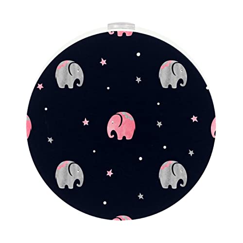 2 Pack Plug-in Nightlight LED Night Light with Dusk-to-Dawn Sensor for Kids Room, Nursery, Kitchen, Pink Grey Elephants Lovely Navy