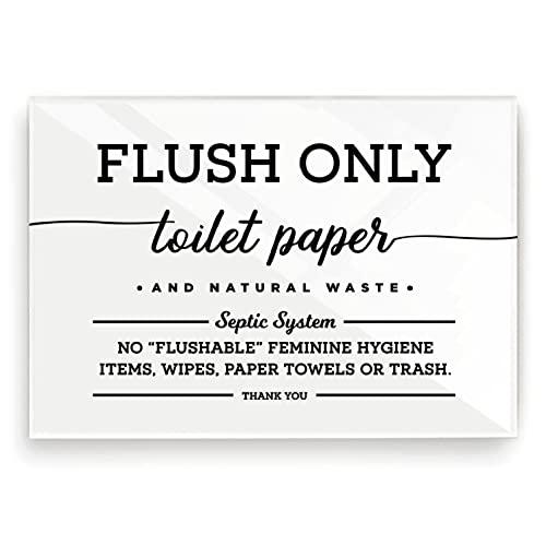 5x7 Inch Flush Only Toilet Paper & Natural Waste Designer Sign ~ Ready to Stick, Lean or Frame ~ Premium Finish, Durable (White)