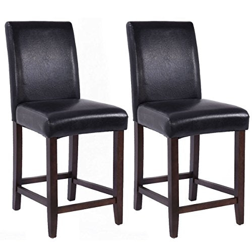 COSTWAY Set of 2 Kitchen Bar Stools Padded Dining Height Wood Chairs Room Furniture