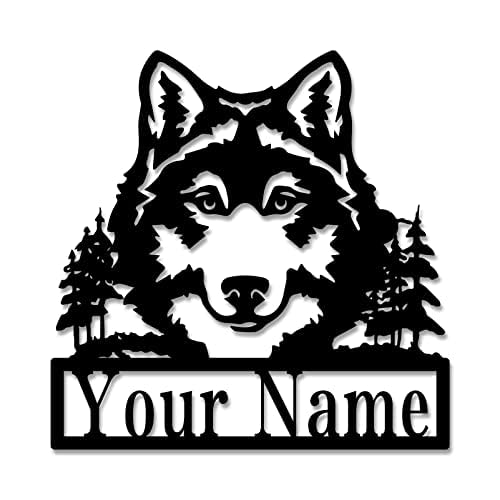 Custom Name Metal Sign, Wolf Metal Wall Art, Personalized Last Name Letter Sign, Wolf Home Decor, Man Cave Sign Garage Sign, Workshop Decor Farm Cabin Decor New Home Gift Idea