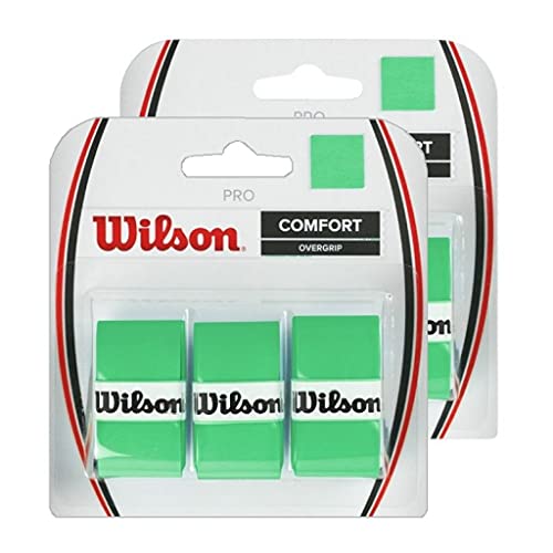 2 of Wilson Pro Overgrip Comfort 3 Packs (Total 6 Strips of overgrip) - Green