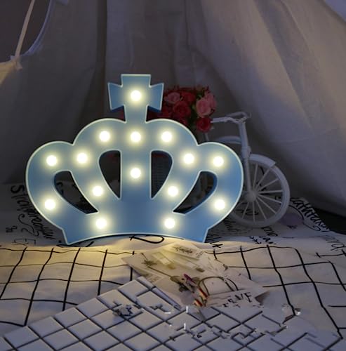 Star Marquee Sign Lights, LED Marquee Letter Lights Sign Marquee Night Light for Kids Room Lamp Battery Operated (Blue Crown)