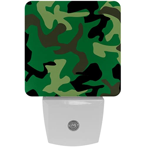 2 Pack Plug-in Nightlight LED Night Light Military Training Camouflage Personality, Dusk-to-Dawn Sensor for Kid's Room Bathroom, Nursery, Kitchen, Hallway