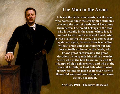 Theodore Roosevelt - The Man In The Arena - 11x14 Unframed Typography Book Page Print - Perfect Motivational Office Decor - Great Inspirational Gift and Wall Art for Men and Women Under $15