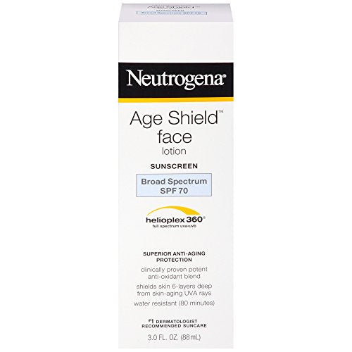 Neutrogena Age Shield Anti-Oxidant Face Lotion Sunscreen with Broad Spectrum SPF 70, Oil-Free & Non-Comedogenic Moisturizing Sunscreen to Prevent Signs of Aging, 3 fl. oz (Pack of 2)