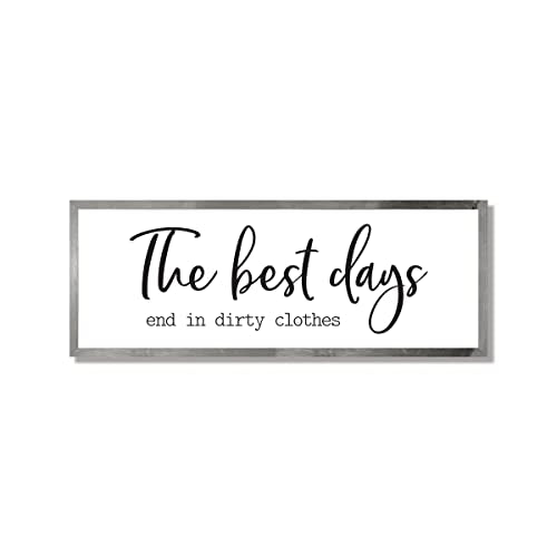 The best days end in dirty clothes-laundry room sign-laundry room wall décor-farmhouse sign-bathroom décor-farmhouse bathroom (16" x 48", Frame Stain Gray)