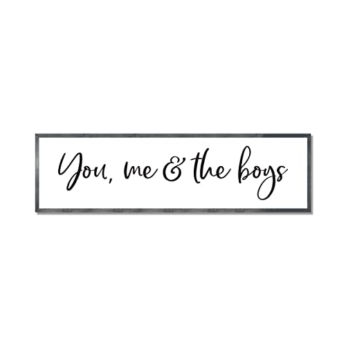 You me and the boys sign-mother's day gift from sons-boys-gift for mom with boys-mom birthday gift-farmhouse sign (12" x 42", Frame stain gray)