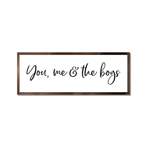 You me and the boys sign-mother's day gift from sons-boys-gift for mom with boys-mom birthday gift-farmhouse sign (12" x 36", Frame stain walnut)