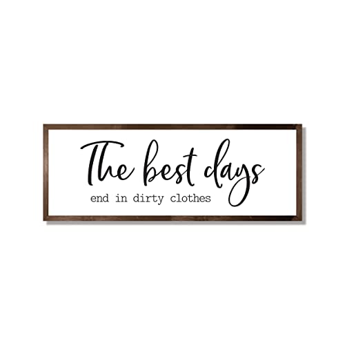 The best days end in dirty clothes-laundry room sign-laundry room wall décor-farmhouse sign-bathroom décor-farmhouse bathroom (12" x 36", Frame Stain Walnut)