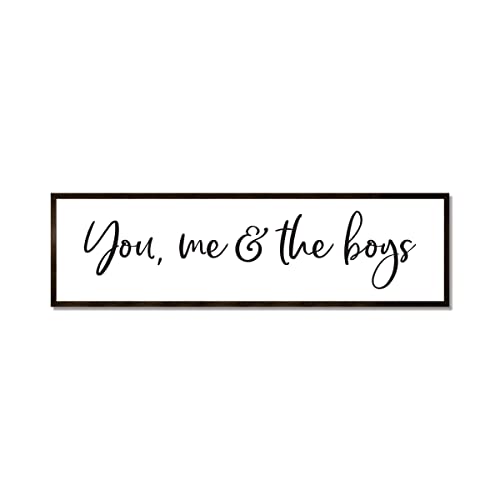 You me and the boys sign-mother's day gift from sons-boys-gift for mom with boys-mom birthday gift-farmhouse sign (12" x 42", Frame stain walnut)