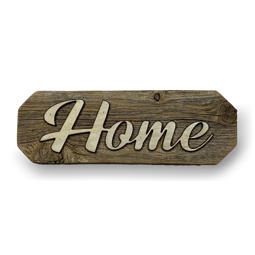 3D Sign, Made in USA, 100% Authentic Weathered Wood, Farmhouse Decor, Wall Art, Rustic Sign, Living Room Decor (Weathered Grey Back, Home)