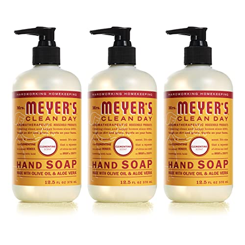 MRS. MEYER'S CLEAN DAY Hand Soap, Clementine, Made with Essential Oils, 12.5 oz - Pack of 3