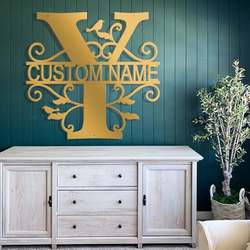 Custom Metal Signs Metal Name Sign Metal Wall Art Split Letter Monogram Wall Decor Metal Wall Art Last Name Sign Family Name Sign Personalized Wedding Gift Fire Pit Sign Outdoor Decor Cabin Sign - Y