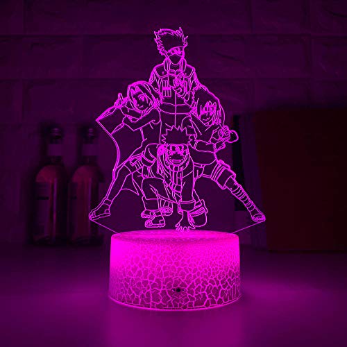 3D Night Light for Kids,Led Cartoon Kids Kakashi Sasuke Sakura Japanese Manga Anime Friendship Comic Sensor Lamp nightlight Lamp for Birthday/Xmas(Touch Control)