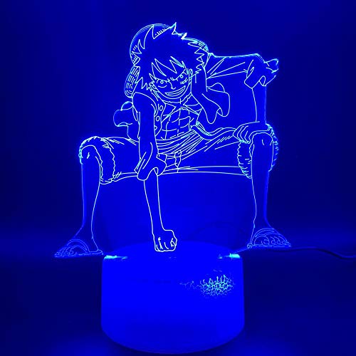 3D Night Light for Kids,Led Lamp Monkey D Luffy Figure Room Deco Color Changing Kids Atmosphere Child for Birthday/Xmas(Remote Control)