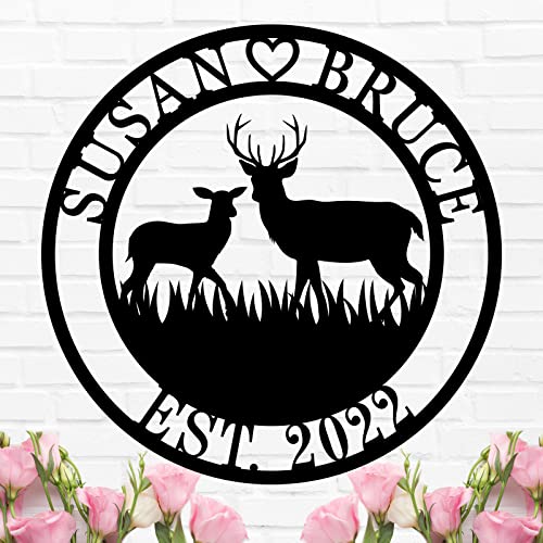 Personalized Name Deer Scene Metal Sign Personalized Wedding Gifts Deer Metal Sign Custom Deer Sign Custom Metal Sign Metal Monogram Sign Personalized Metal Deer Sign