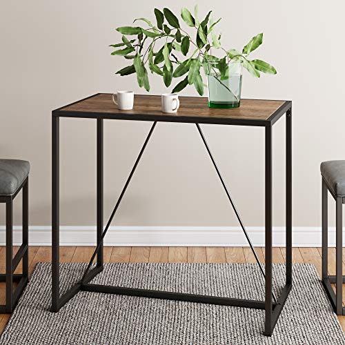 Nathan James Nelson Industrial Counter Height Dining Table for 2 Small Spaces Modern Kitchen or Pub with Black Metal Legs, Rustic Oak