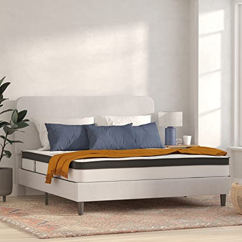 Flash Furniture Capri Comfortable Sleep 10 Inch CertiPUR-US Certified Hybrid Pocket Spring Mattress, King Mattress in a Box, White