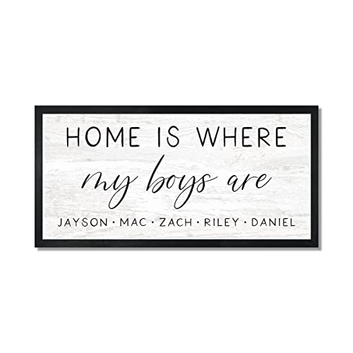 Home is where my boys are wall sign-gift for mom with boys personalized