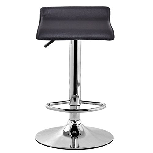 COSTWAY Modern PU Leather Contemporary Chrome Bar Stool W/Adjustable Height Air Lift & Swivel Stool Counter Chair Furniture Multi-Color (Black)