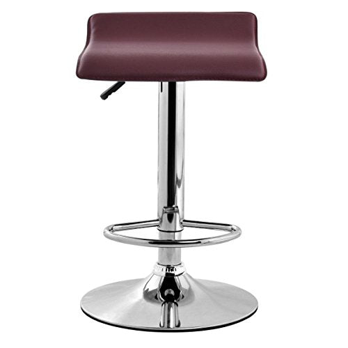 COSTWAY Modern PU Leather Contemporary Chrome Bar Stool W/Adjustable Height Air Lift & Swivel Stool Counter Chair Furniture Multi-Color (Brown)