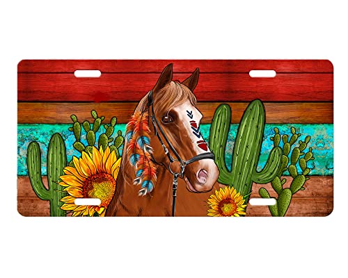 Vanity Decorative Western Aluminum Front License Plate (Desert Horse)