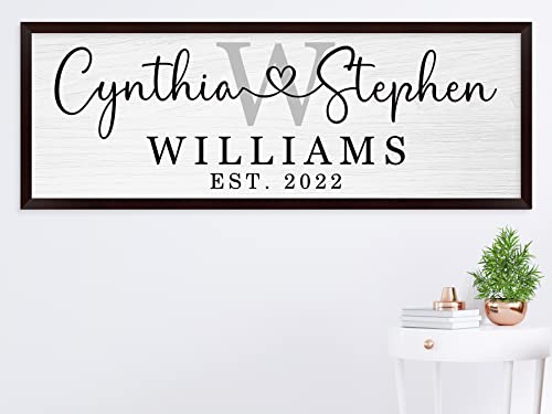 Personalized Framed Wooden Couple Name Sign Personalized Wooden Name Sign Personalized Wooden Couples Name Sign Farmhouse Bedroom Wall Decor Over the Bed Wall Decor Wedding Gifts for Couple