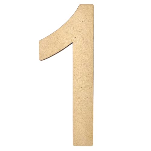 6" Tall MDF Number 1| 1/8" Thick | Krafty Supply Letters | Arial | Wooden Letter