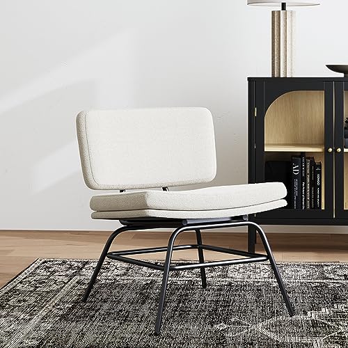 Nathan James Camille Boucle Arm Modern Accent Upholstered Chair for Living Room, 1, White/Black