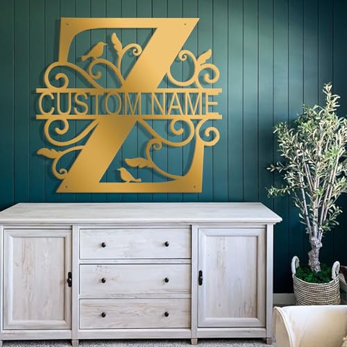 Custom Metal Signs Metal Name Sign Metal Wall Art Split Letter Monogram Wall Decor Metal Wall Art Last Name Sign Family Name Sign Personalized Wedding Gift Fire Pit Sign Outdoor Decor Cabin Sign - Z