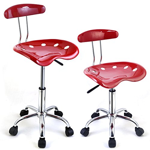 COSTWAY 2PC ABS Tractor Seat Bar Stool Adjustable Swivel Chrome Chair Kitchen Breakfast Modern Barstools Red