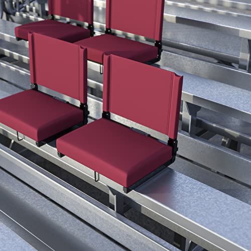 Flash Furniture Grandstand Comfort Seats by Flash - Maroon Stadium Chair - 2 Pack 500 lb. Rated Folding Chair - Carry Handle - Ultra-Padded Seat